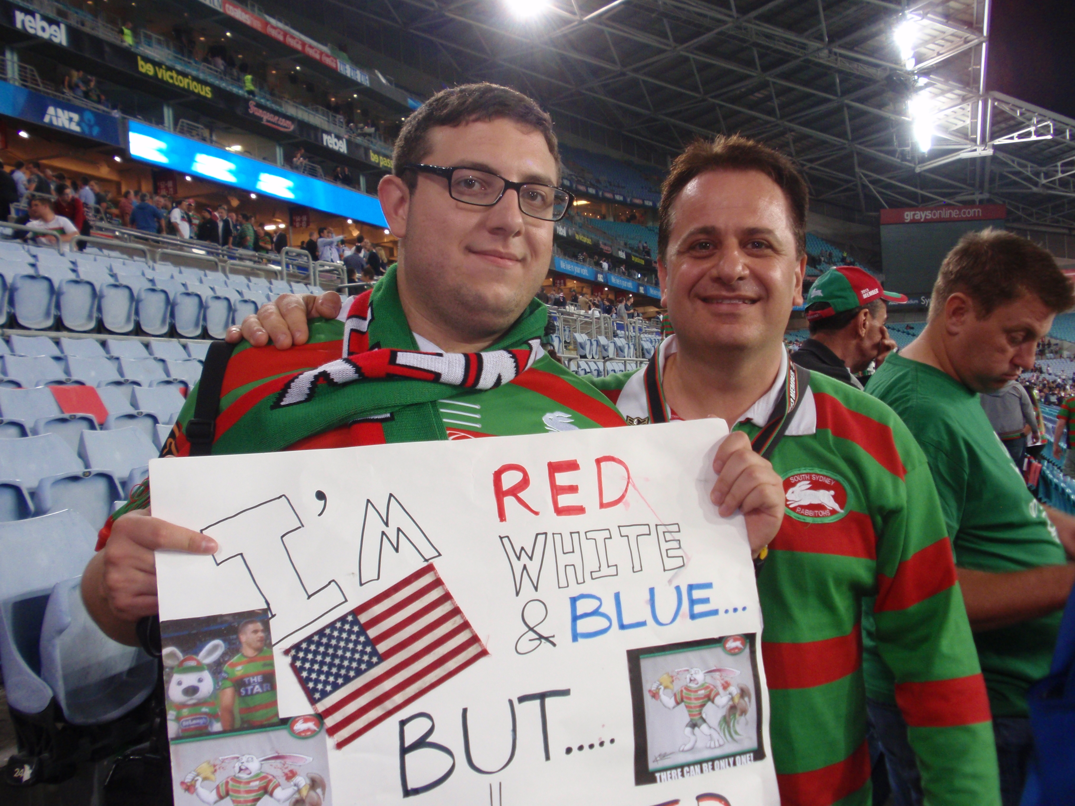 "I'm Red, White, and Blue, BUT...  I Bleed Red & Green for South Sydney!"